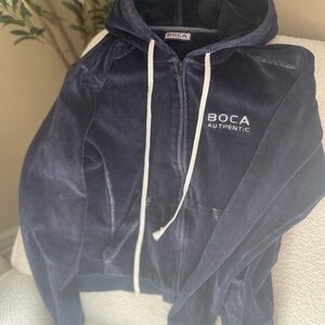 Y2K BOCA  2000 retro velour navy sweater